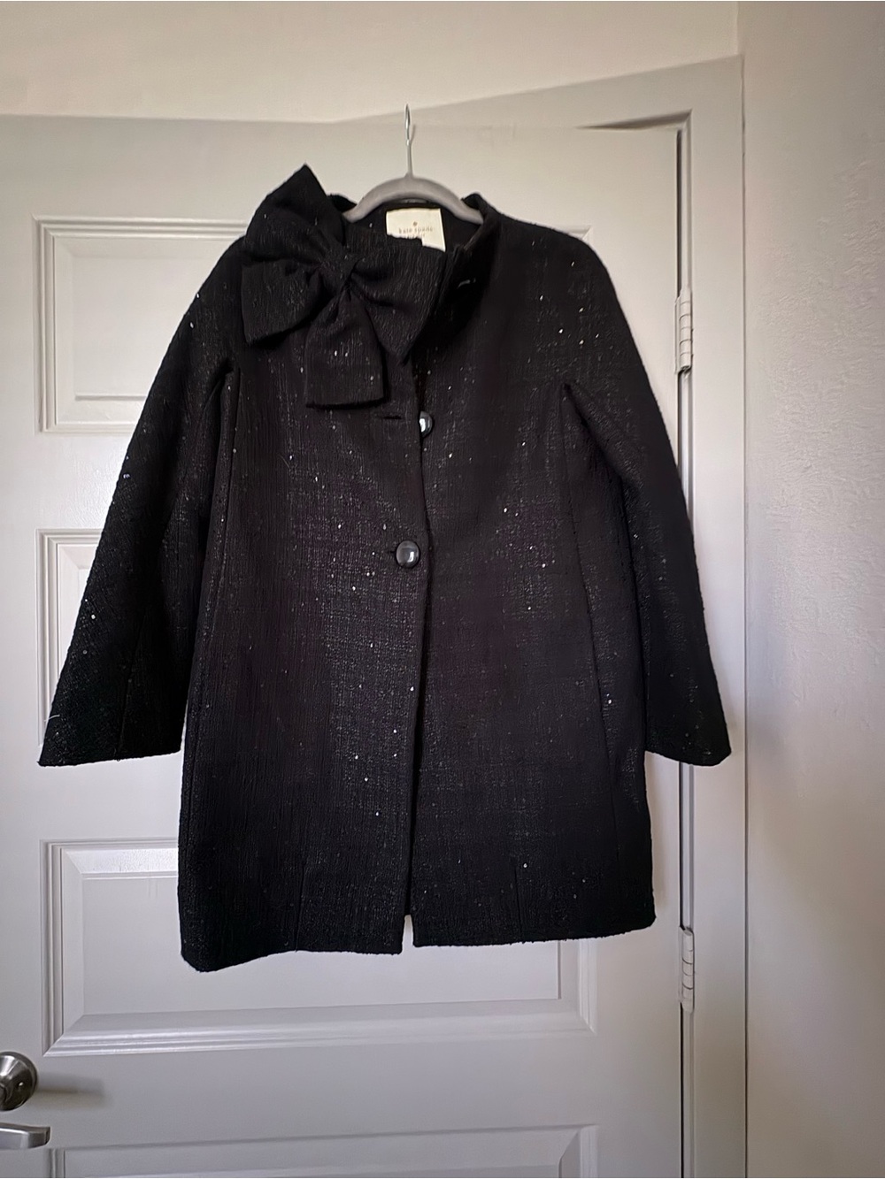Kate Spade New York Dorothy Sequin Tweed Bow-Neck Coat
